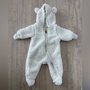 H&M Cream Sherpa Kids Footie One Piece